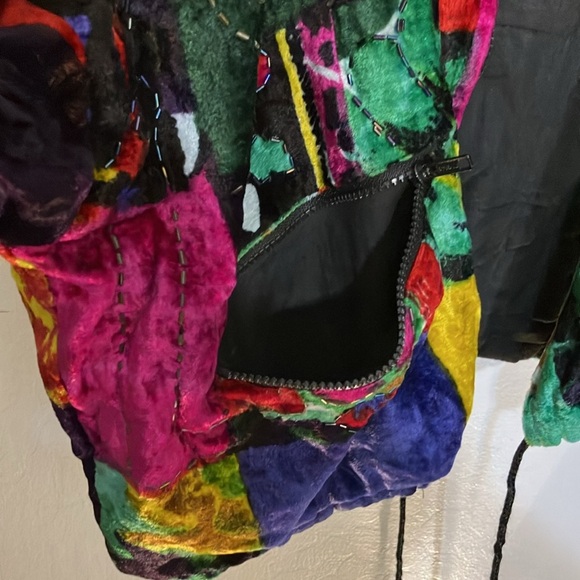 Talk Of America Vintage 80’s velour insulated jacket with beads zippers OS - Picture 10 of 17